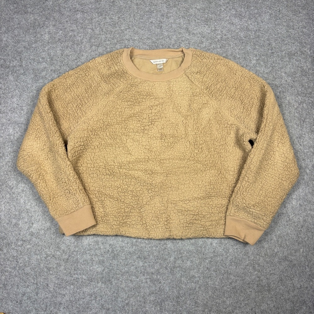 Banana Republic Sherpa Fleece Sweatshirt Tan Camel Crewneck Pullover Medium